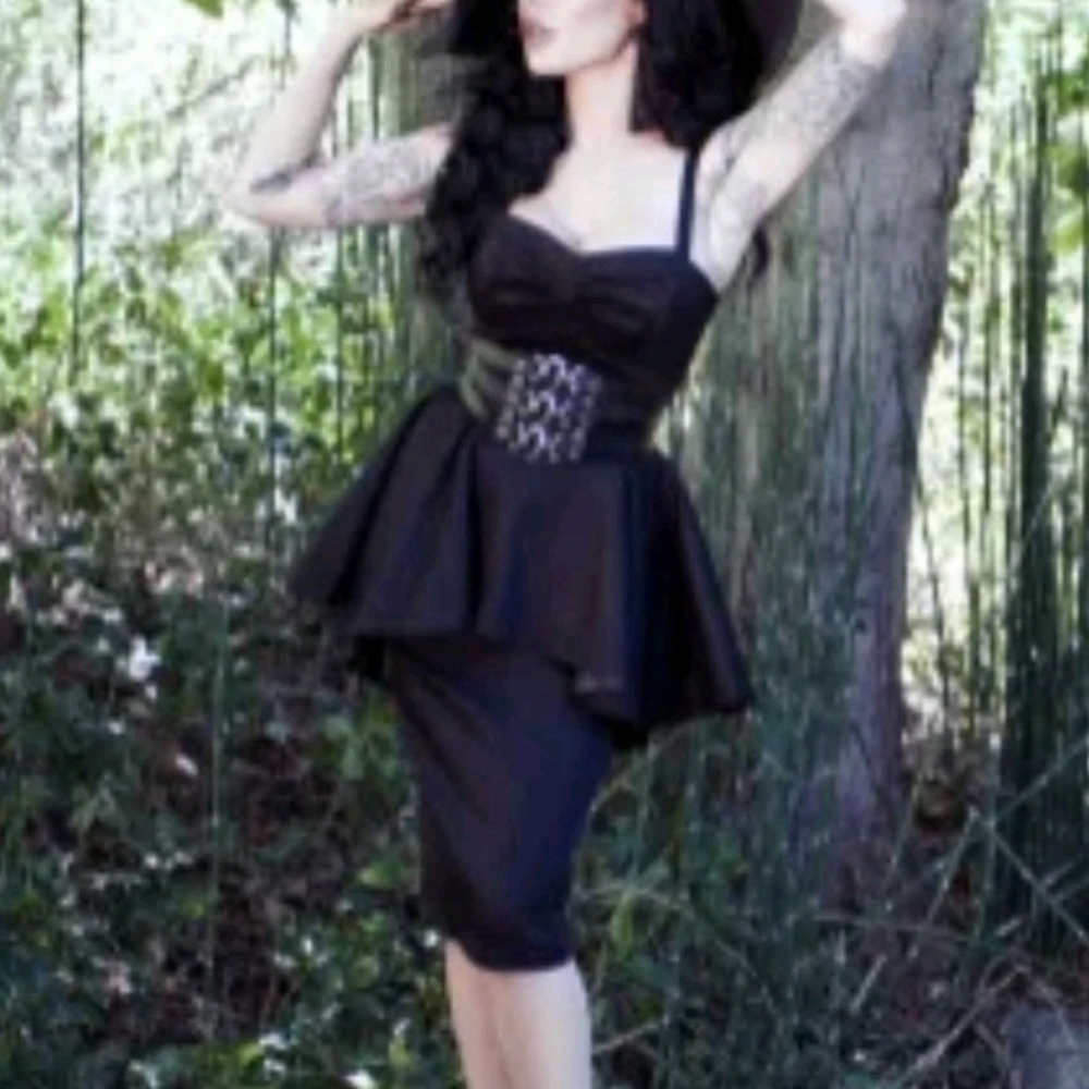 Pinup girl clothing rare glamour ghoul dress set in black